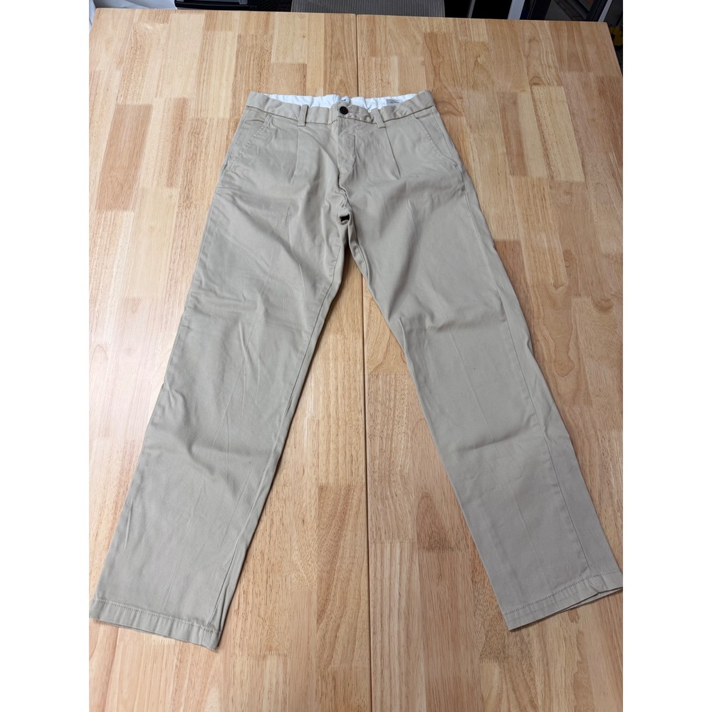 H&M Workwear Men's Regular Fit Pleated Chinos Beige Khaki Pants Size 30